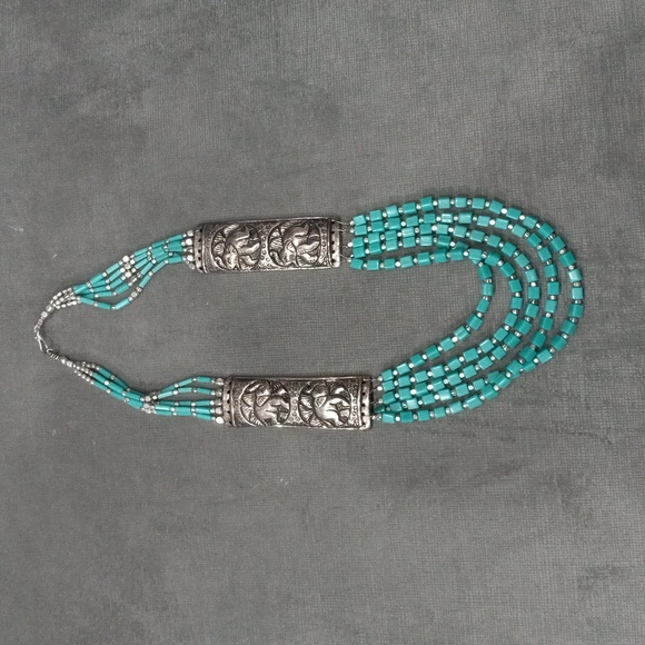 Handmade Tibetan Style Necklace  Women's Beaded Necklace Turquoise - Picture 3 of 12